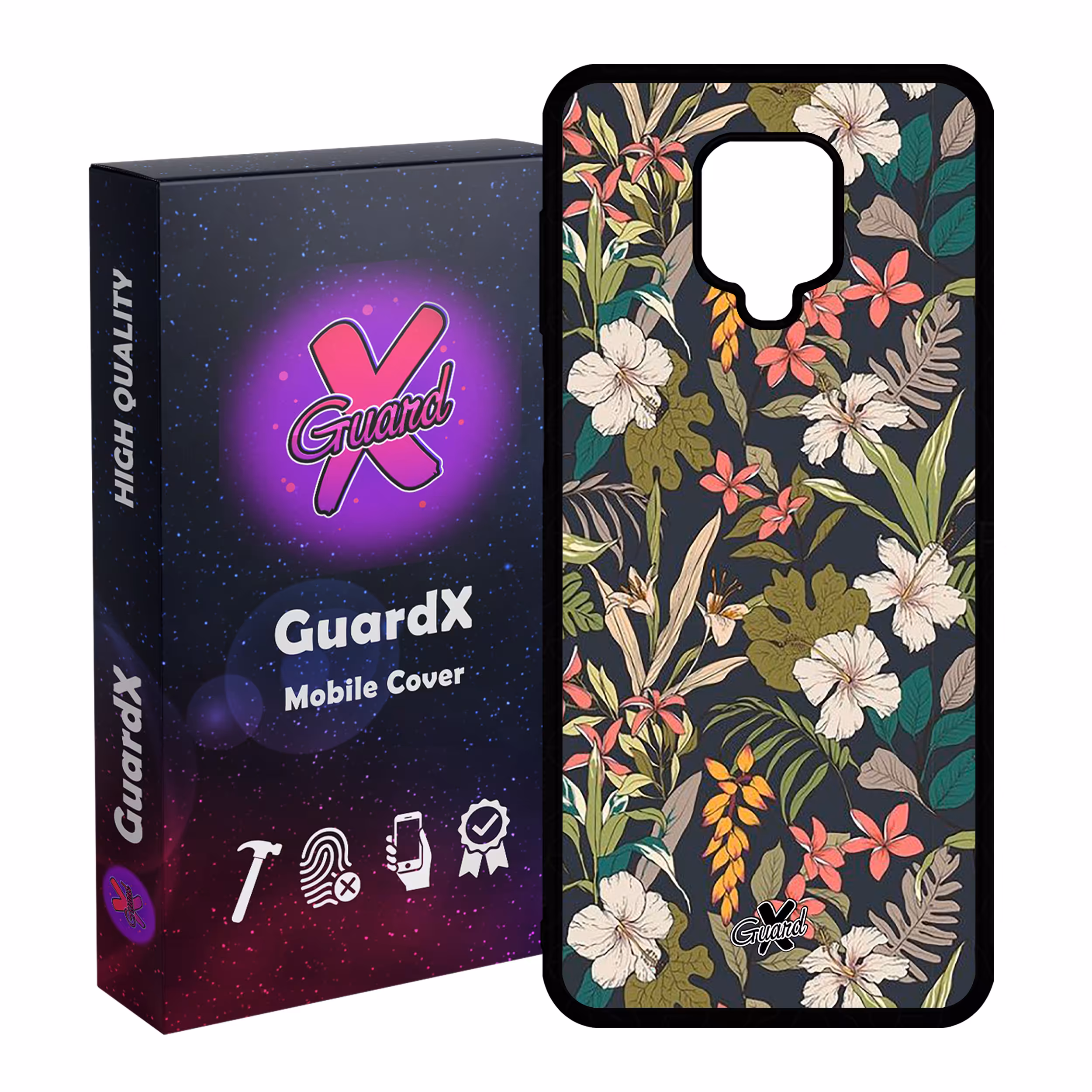 کاور گارد ایکس طرح گل مدل Glass10222 مناسب برای گوشی موبایل شیائومی Redmi Note 9S / Note 9 Pro / Note 9 Pro Max