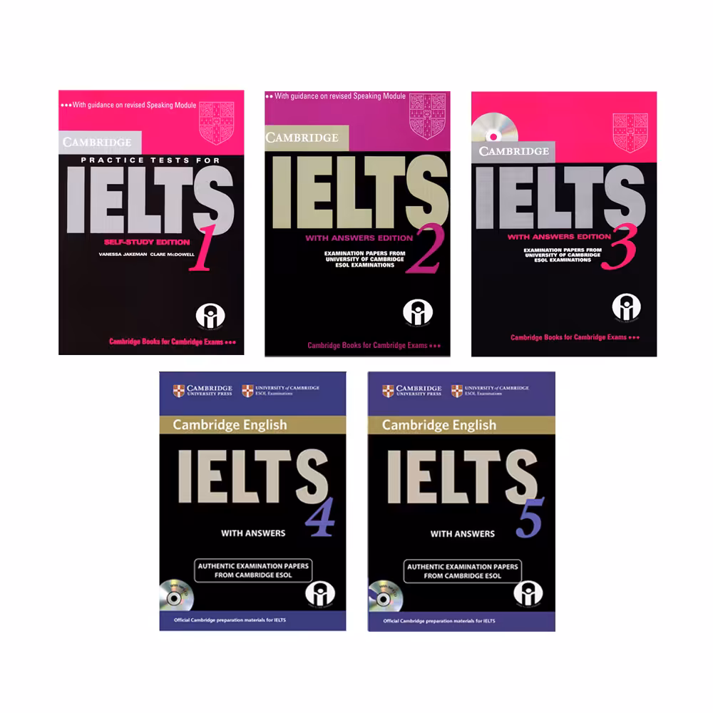 کتاب IELTS Cambridge اثر جمعی از نویسندگان انتشارات الوندپویان جلد 1 تا 5