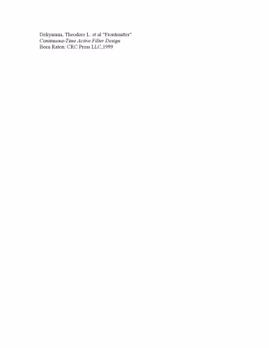 خرید و دانلود نسخه کامل کتاب Continuous-Time Active Filter Design