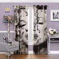 پرده اتاق خواب دخترانه دو قواره طرح چهره مرلین کد S7027