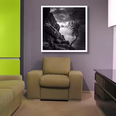 تابلو مدل درخت و صخره