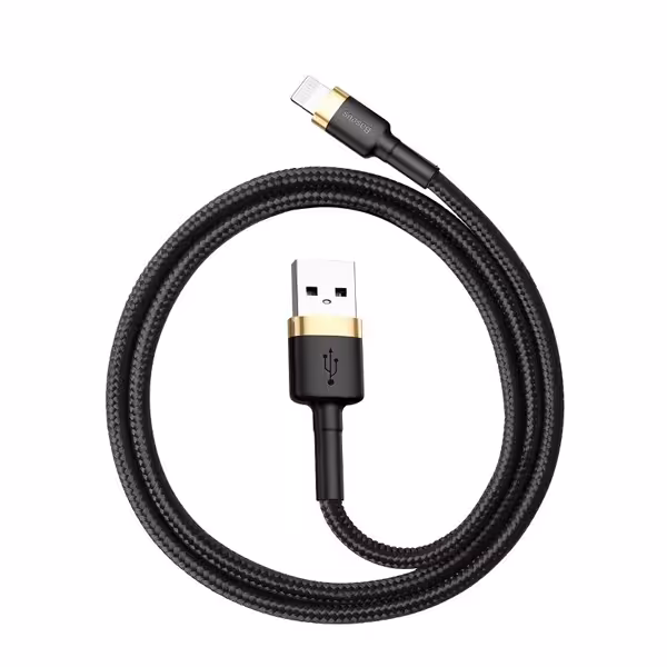 کابل USB به لایتنینگ باسئوس  Baseus cafule Cable USB For lightning 2.4A 1M Gold Black
