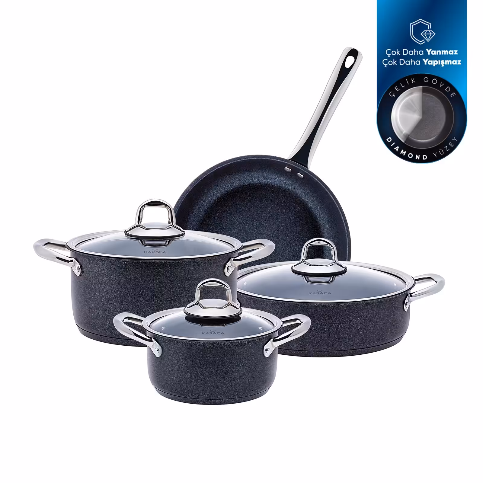 سرویس قابلمه 7 پارچه دسته استیل کاراجا کد 502000228