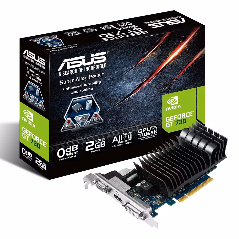 کارت گرافیک ایسوس مدل ASUS GT730-SL-2G-D3-BRK EVO 2GB   گارانتی اصلی