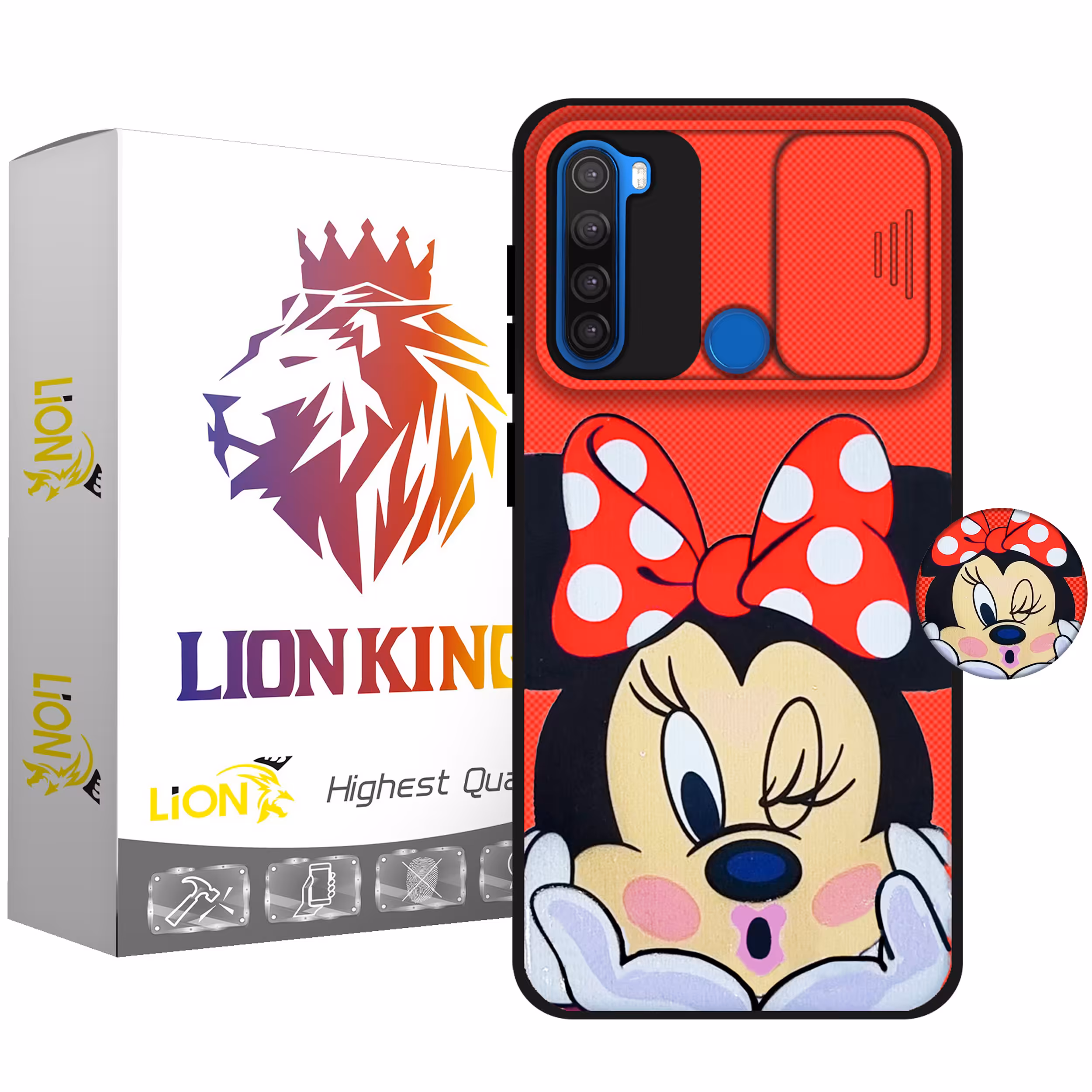کاور لاین کینگ مدل RedminiBoos J2 مناسب برای گوشی موبایل شیایومی Redmi Note 8 به همراه پایه نگهدارنده