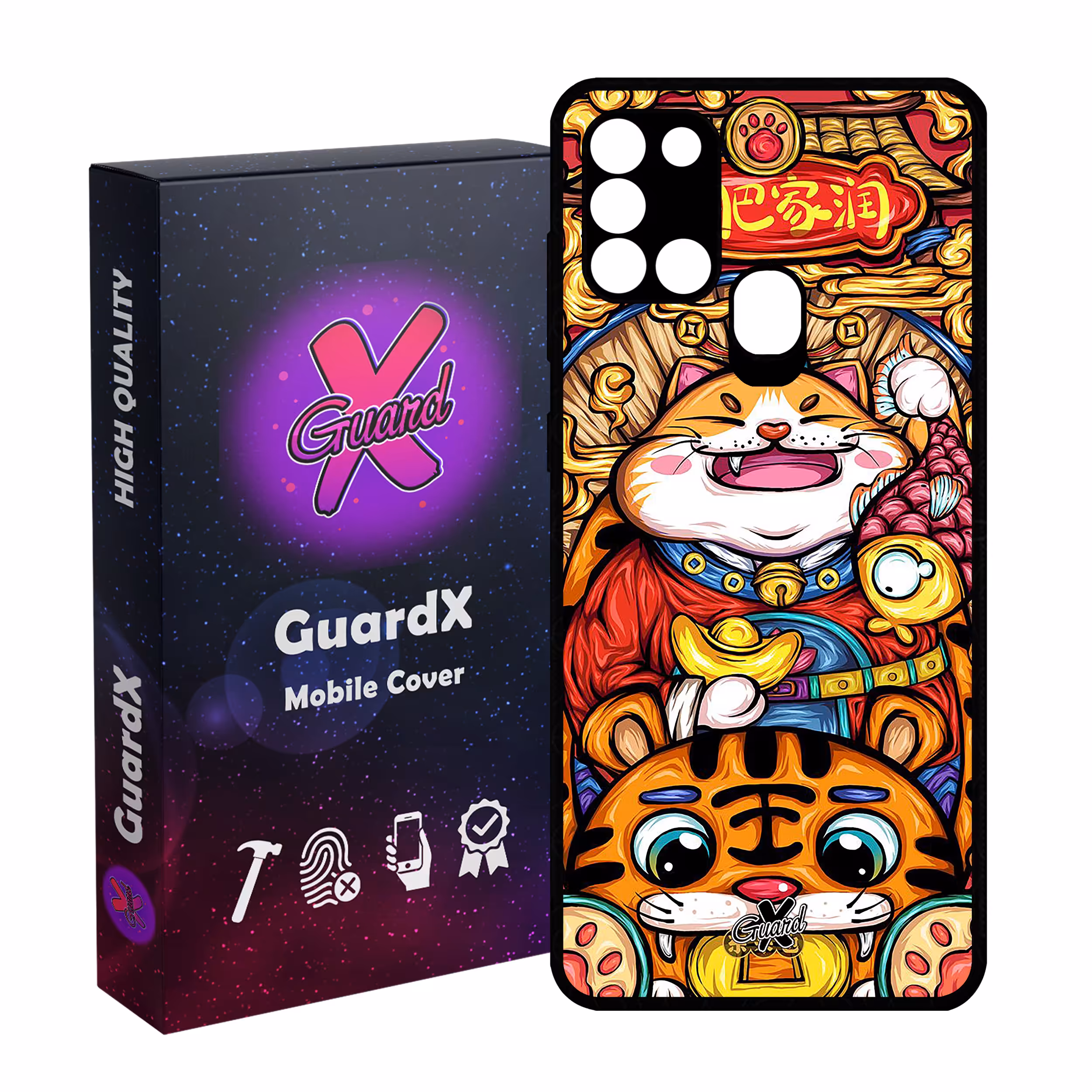 کاور گارد ایکس طرح گربه مدل Glass10440 مناسب برای گوشی موبایل سامسونگ Galaxy A21s