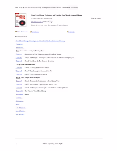 خرید و دانلود نسخه کامل کتاب Visual Data Mining: Techniques and Tools for Data Visualization and Mining