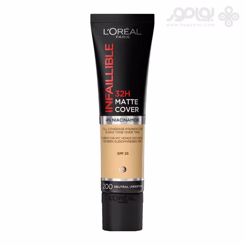 کرم پودر تیوبی لورال اینفیلیبل مدل MATTE COVER شماره 200 رنگ GOLDEN SAND