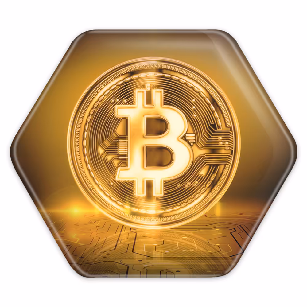 پیکسل خندالو طرح ارز دیجیتال بیت کوین مدل شش ضلعی کد 4068