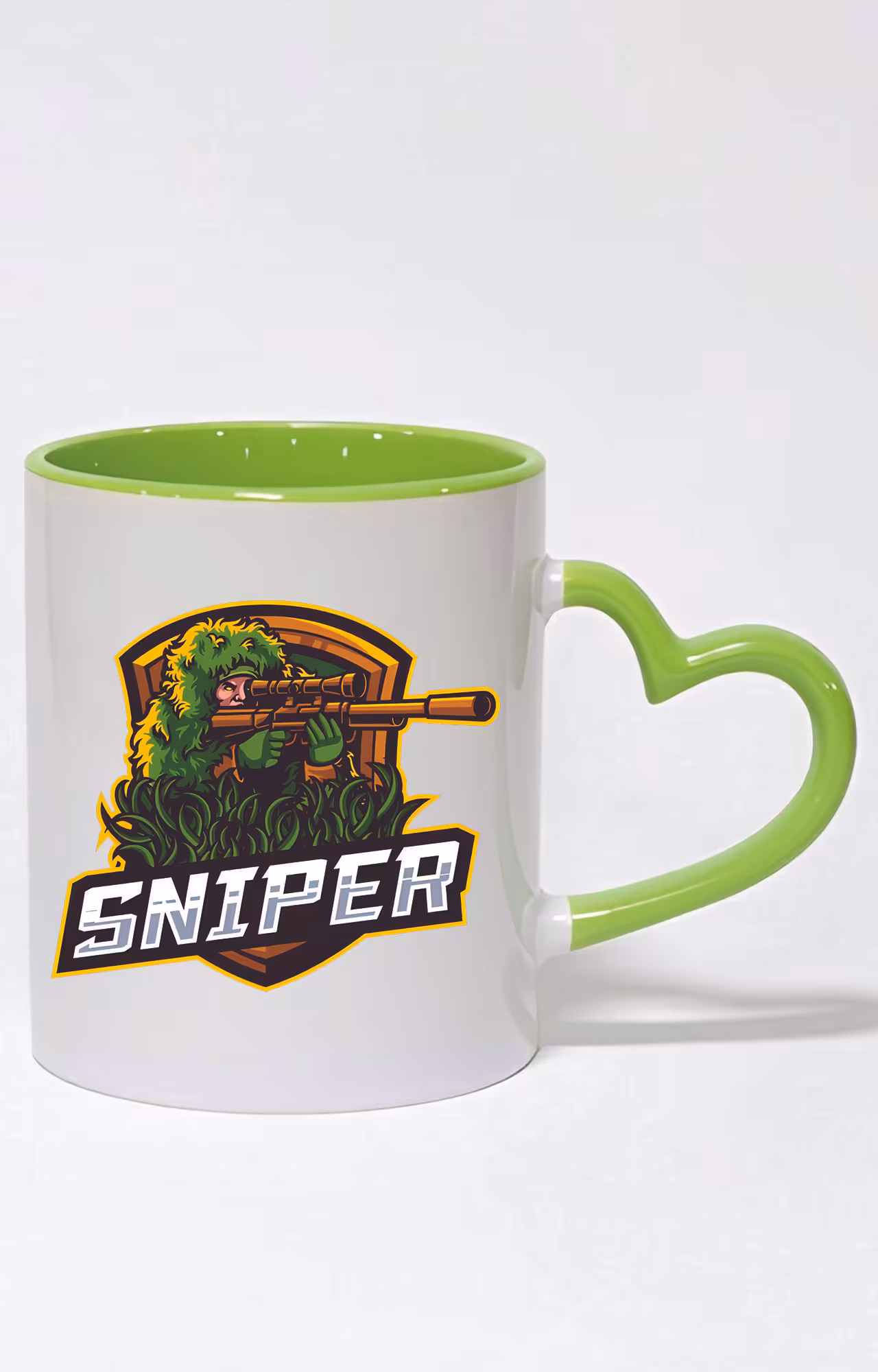 ماگ دسته قلبی رنگی طرح sniper کد 3560