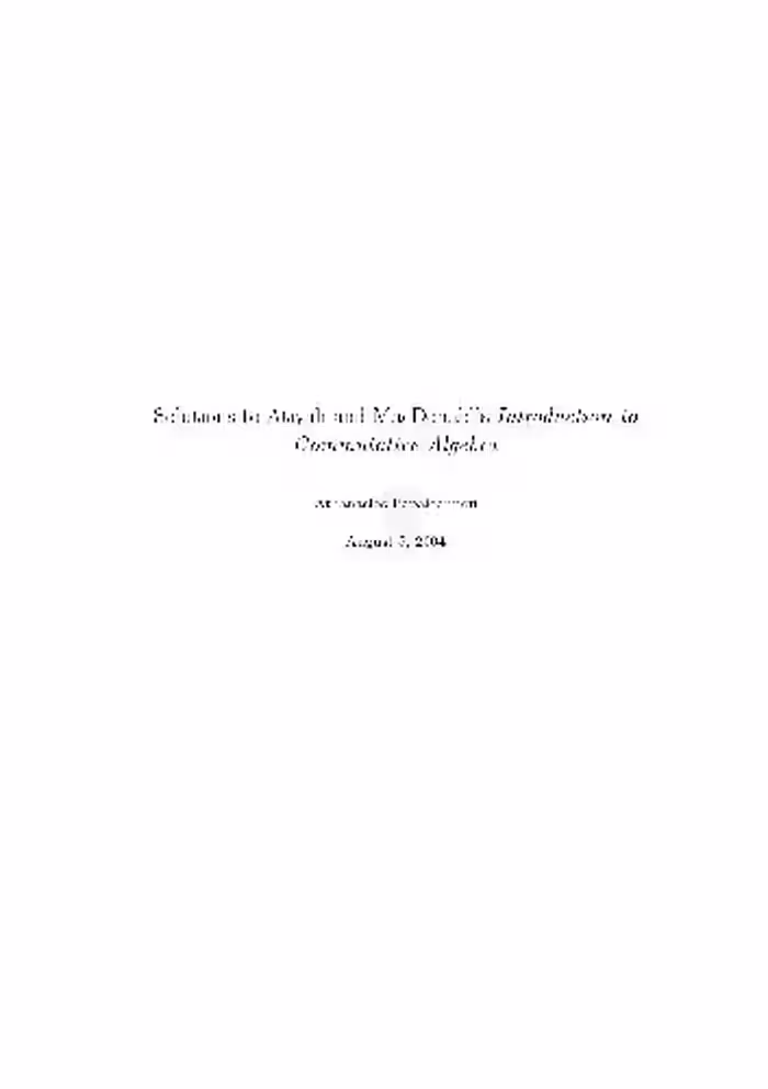 خرید و دانلود نسخه کامل کتاب Solutions to Atiyah and MacDonald's Introduction to Commutative Algebra
