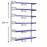 خرید و قیمت قفسه هایپری دیواری 6 طبقه 50x95 ارتفاع 250 - قفسه‌بندی وکیلی