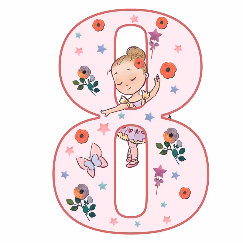استند رومیزی مدل تولد عدد 8 طرح بالرین کد 618