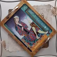 سینی نگارگری شده با دست بر روی چوب راش اصل 