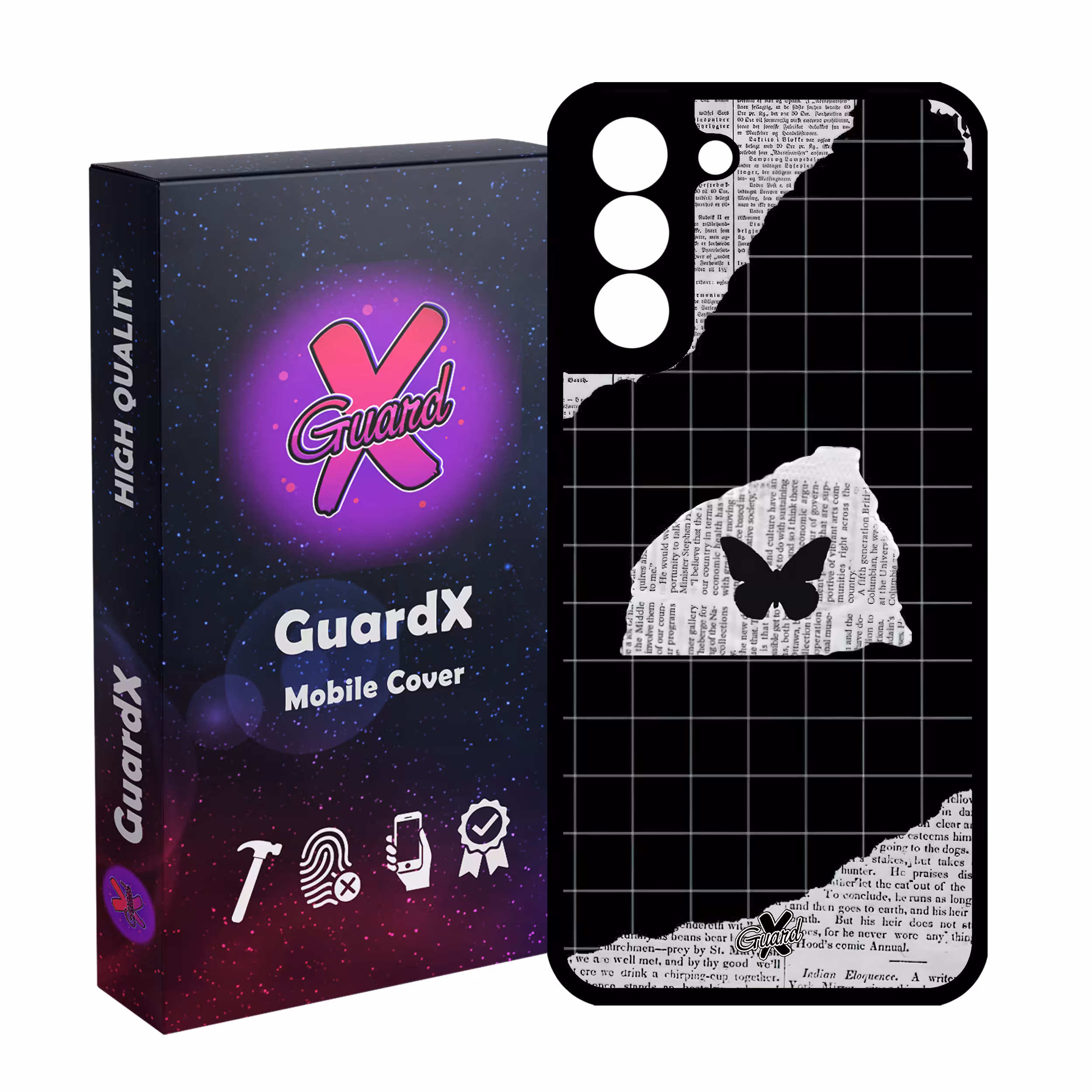 کاور گارد ایکس طرح پروانه مدل Glass10533 مناسب برای گوشی موبایل سامسونگ Galaxy S21 FE