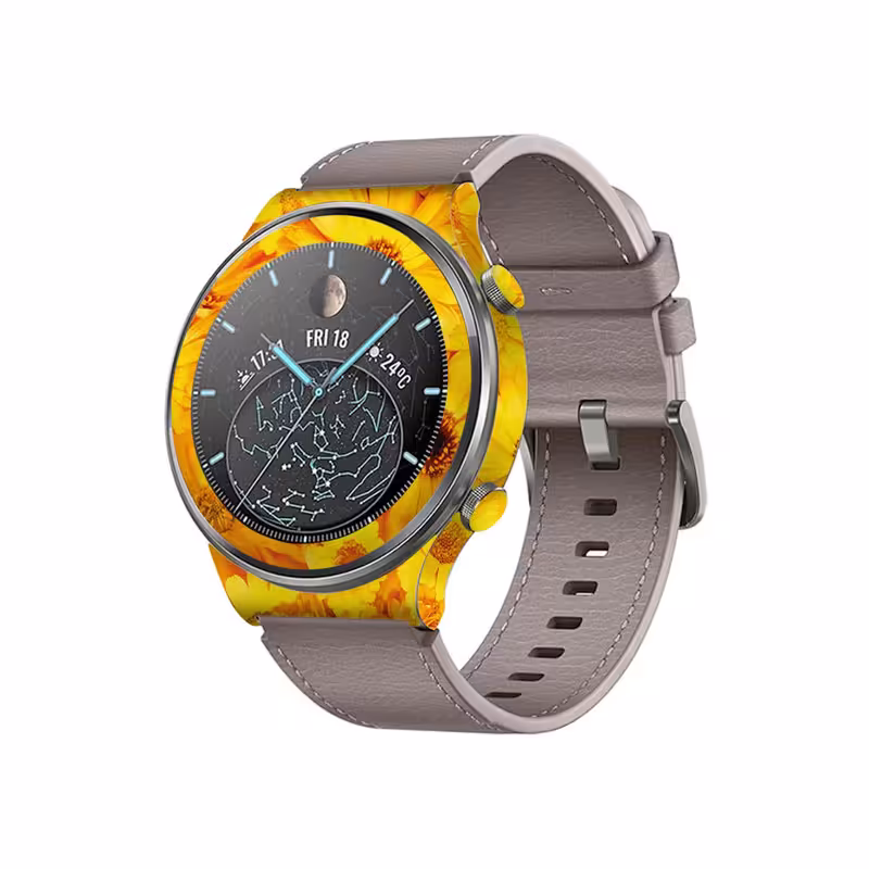 برچسب ماهوت طرح Yellow-Flower مناسب برای ساعت هوشمند هوآوی Watch GT 2 Pro | کالا برتری