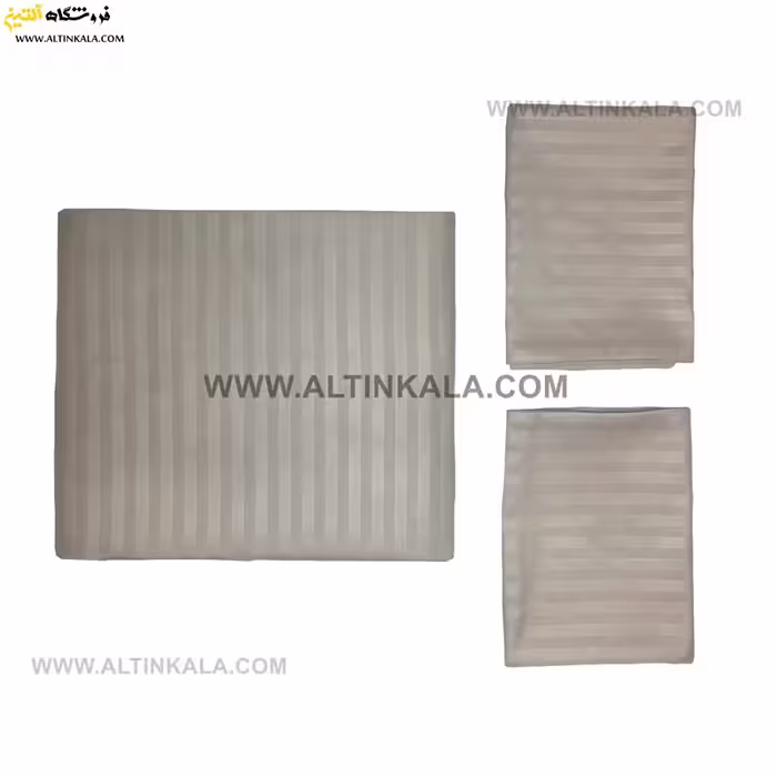 سرویس ملحفه کشدوز دونفره سه تکه 160×200 طرح هتلی طوسی روشن