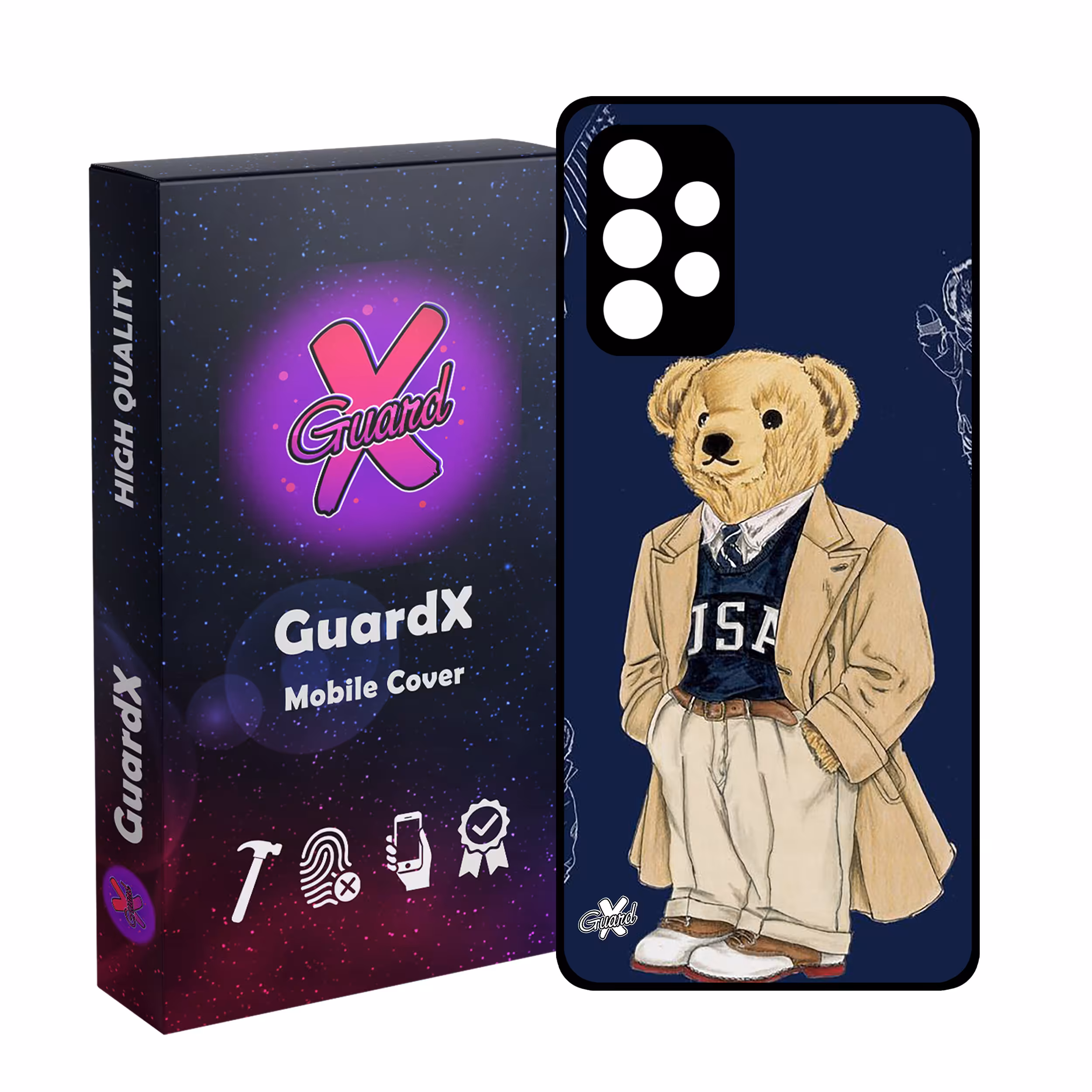 کاور گارد ایکس طرح خرس مدل Glass10427 مناسب برای گوشی موبایل سامسونگ Galaxy A32 4G
