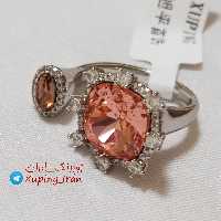 انگشتر ژوپینگ نگین اصل سواروسکی گلبهی xuping