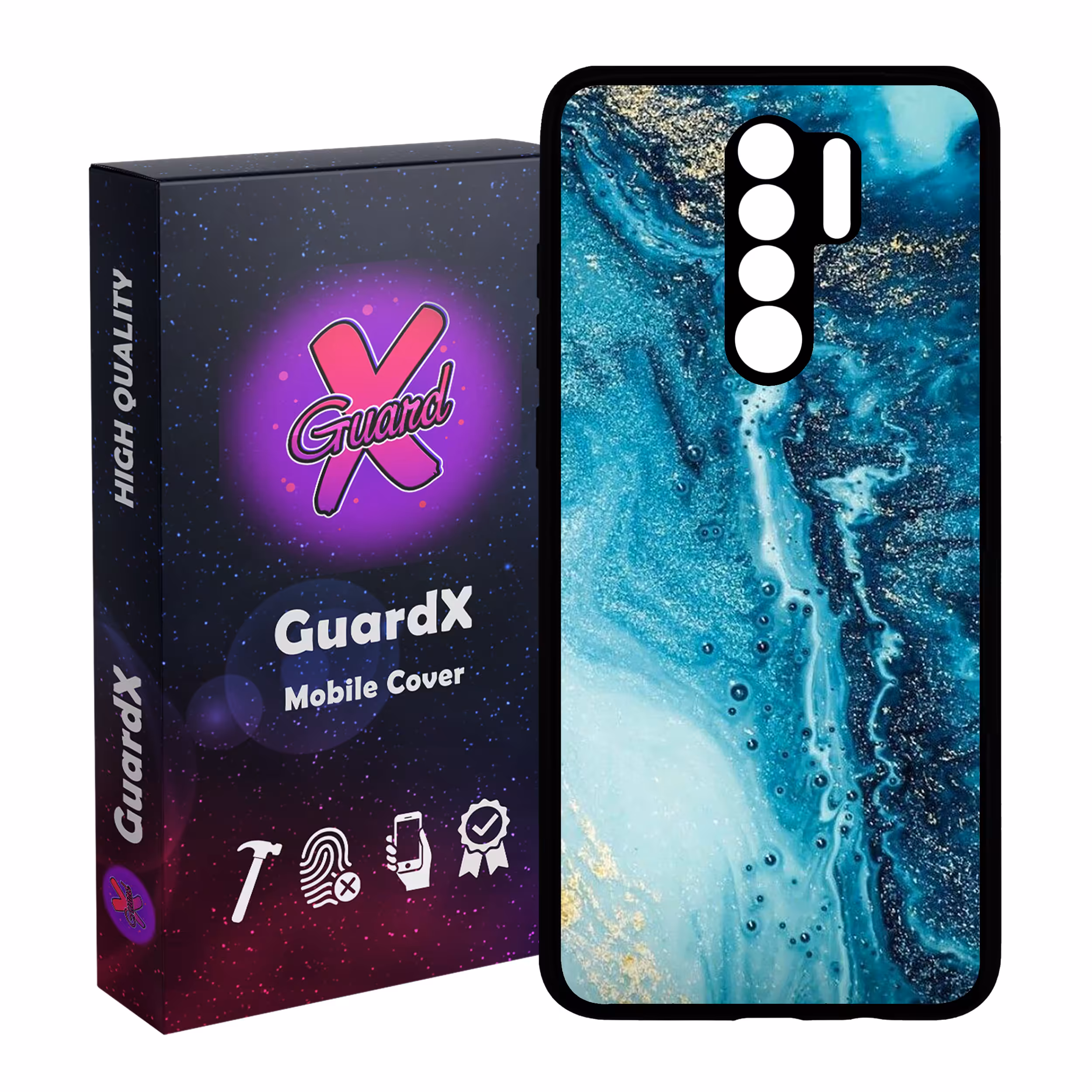 کاور گارد ایکس طرح آبی مدل Glass10402 مناسب برای گوشی موبایل شیائومی Redmi 9 / 9 Prime