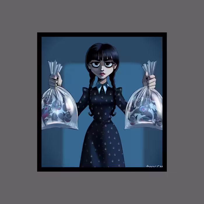 تابلو مدل ونزدی آدامز Wednesday Addams کد LAG1037 | دنیای قاب