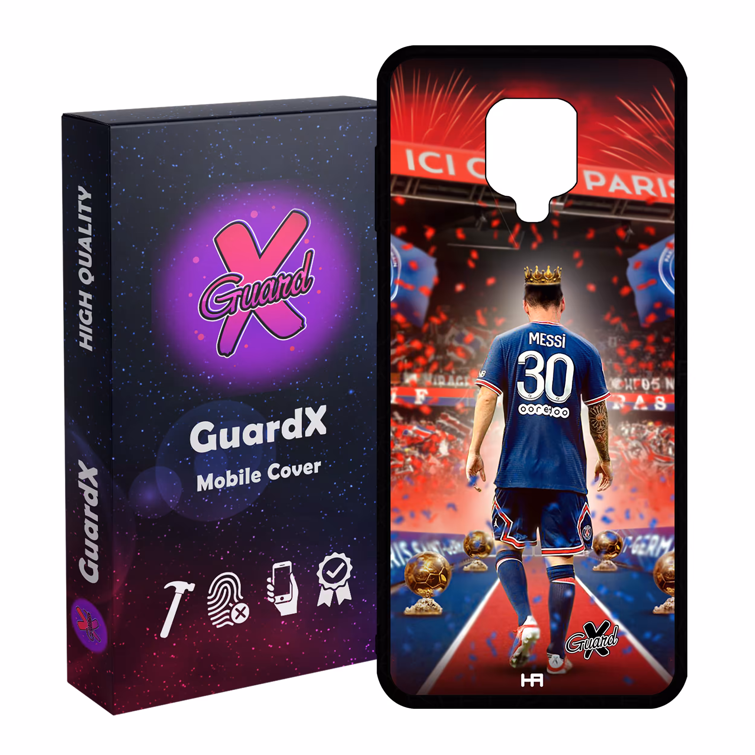 کاور گارد ایکس طرح مسی مدل Glass10377 مناسب برای گوشی موبایل شیائومی Redmi Note 9S / Note 9 Pro / Note 9 Pro Max