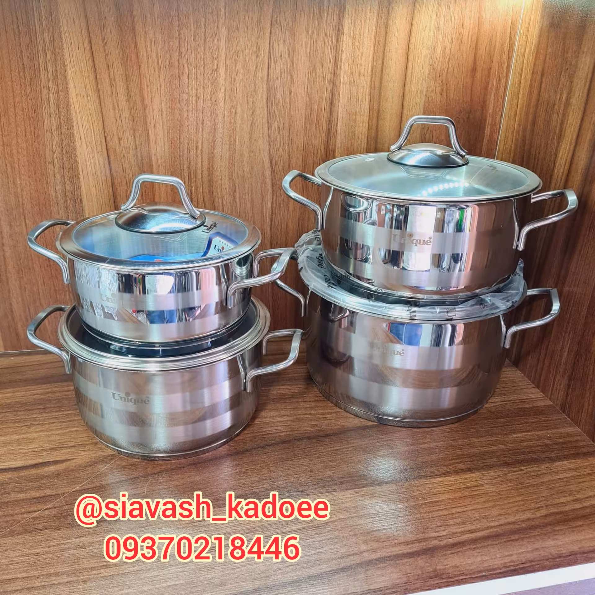 قابلمه استیل یونیک سایز 20 با کفه چدنی و دری پیرکس