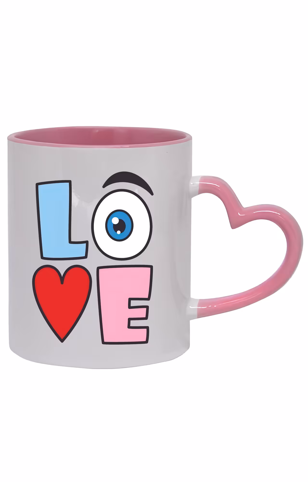 ماگ دسته قلبی رنگی طرح love کد 3407