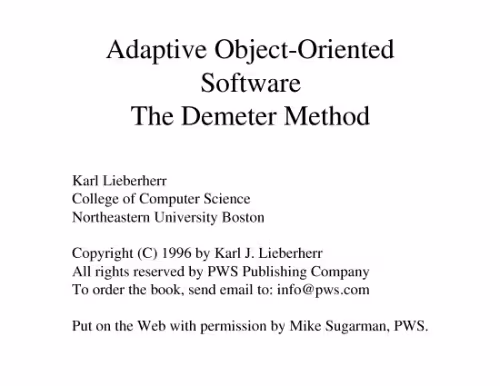 خرید و دانلود نسخه کامل کتاب Adaptive Object-Oriented Software: The Demeter Method with Propagation Patterns: The Demeter Method with Propagation Patterns