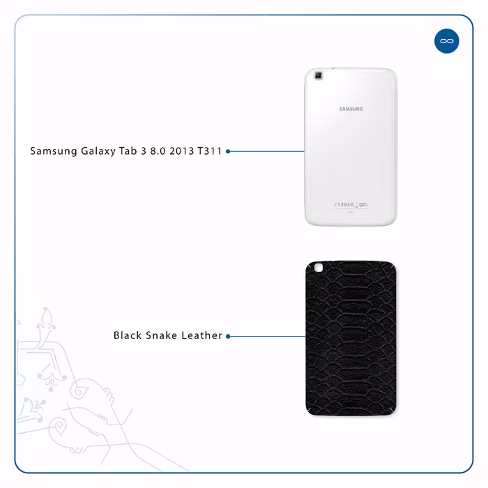 برچسب پوششی ماهوت مدل Black-Snake-Leather مناسب برای تبلت سامسونگ Galaxy Tab 3 8.0 2013 T311