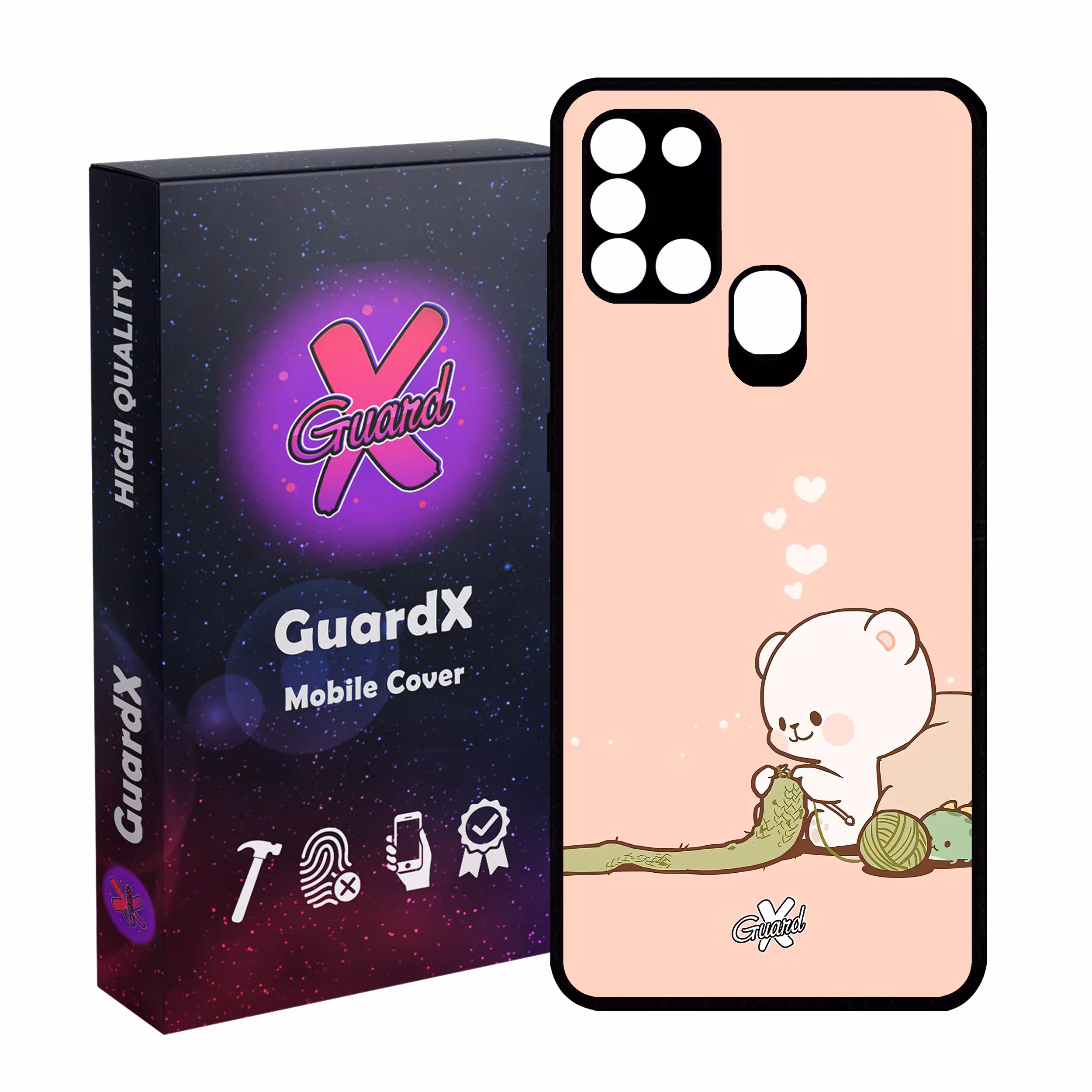کاور گارد ایکس طرح خرس 2 مدل Glass10489 مناسب برای گوشی موبایل سامسونگ Galaxy A21s