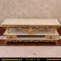 میز تلویزیون برنز مدل گل سرخ سنگین آبکاری فورتیک طول 140 کد 9415