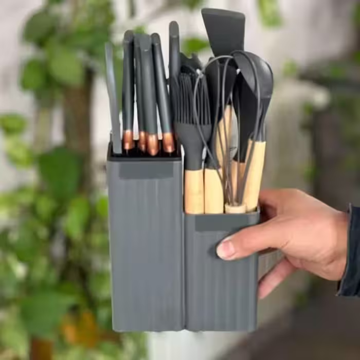 ست کفگیر ملاقه چاقو 19 پارچه و تخته گوشت | amazonchi