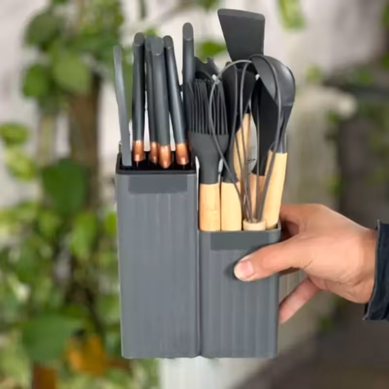 ست کفگیر ملاقه چاقو 19 پارچه و تخته گوشت | amazonchi