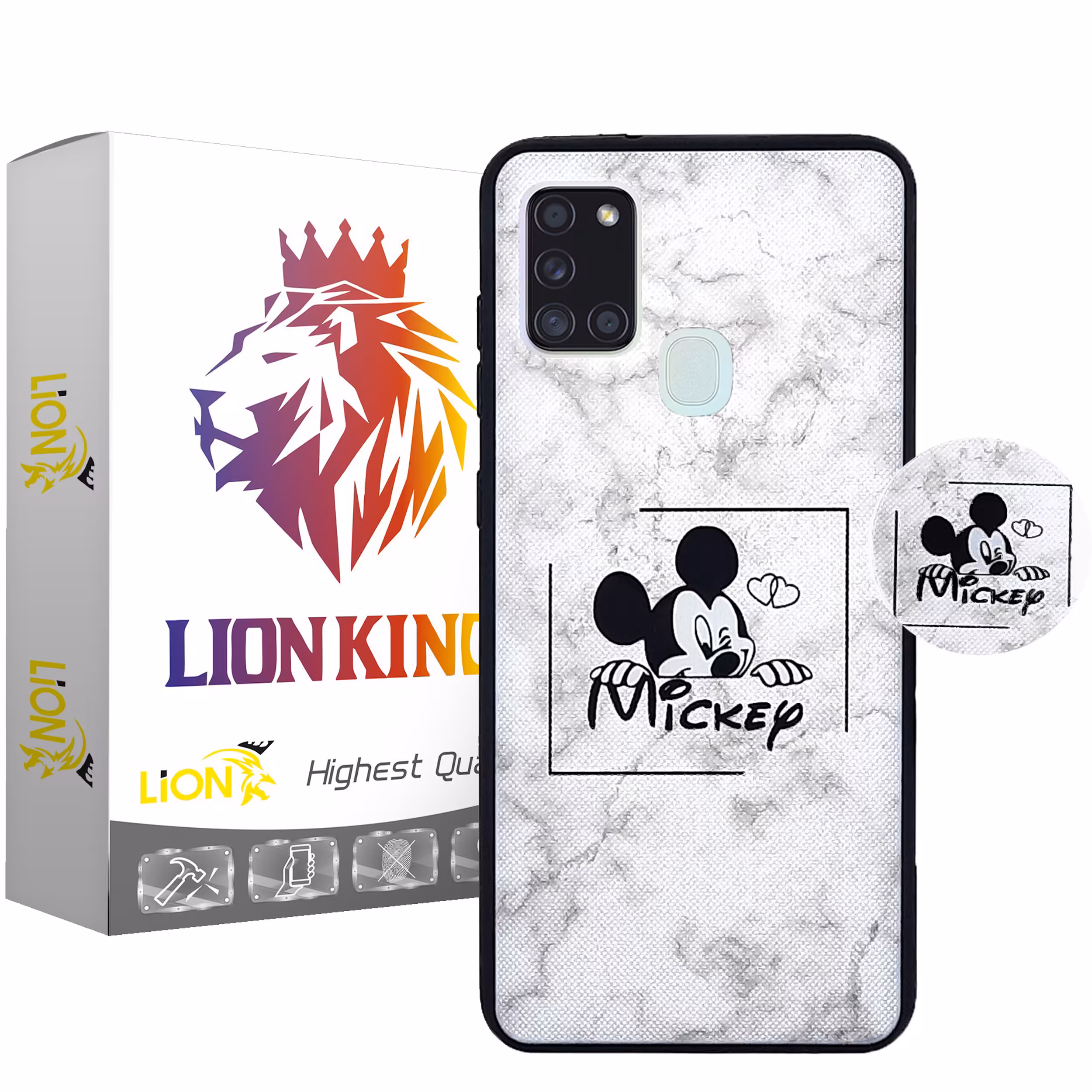 کاور لاین کینگ مدل Mickey2 مناسب برای گوشی موبایل سامسونگ Galaxy A21s به همراه پایه نگهدارنده