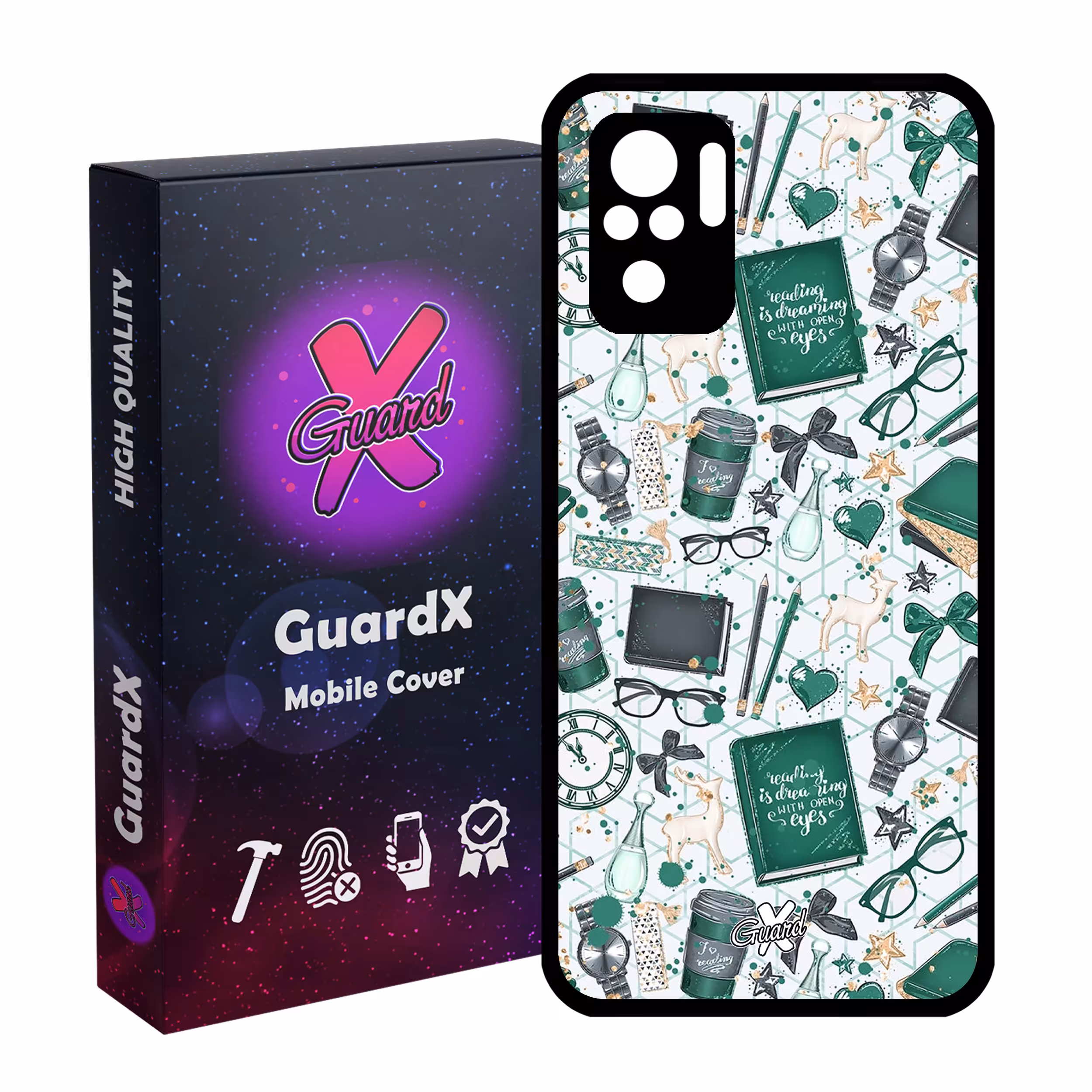 کاور گارد ایکس طرح کتاب مدل Glass10289 مناسب برای گوشی موبایل شیائومی Redmi Note 10 4G / Note 10S