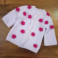 ژاکت جلوباز دخترانه دستباف حوله ای ماهرو