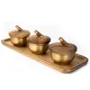 قندان گلد کیش مدل برد کد GK829474 مجموعه 3 عددی به همراه سینی