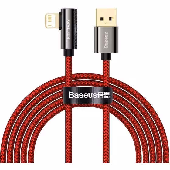 کابل آیفونی فست شارژ Baseus Legend Series Elbow CACS000109 2.4A 2m یکسر L ا Baseus Legend Series Elbow CACS000109 2.4A 2m Lightning Cable   گارانتی 6 ماهه شرکتی