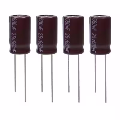 خازن الکترولیت 680 میکروفاراد 25 ولت آکسبوم مدل TEC-68125 بسته 4 عددی 