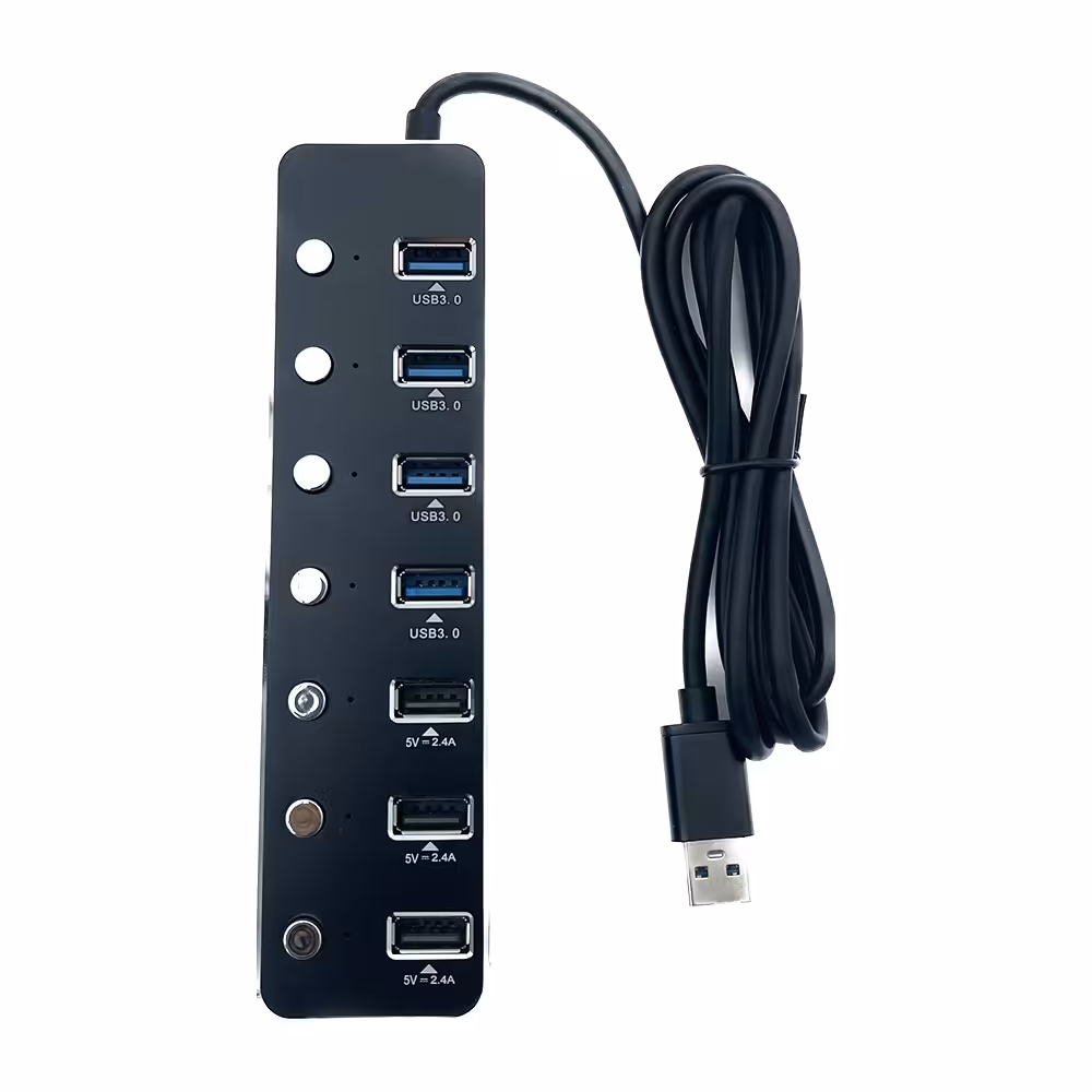 هاب 7 پورت USB 3.0 کی نت مدل  K-HUAMH107 همراه با آدابتور