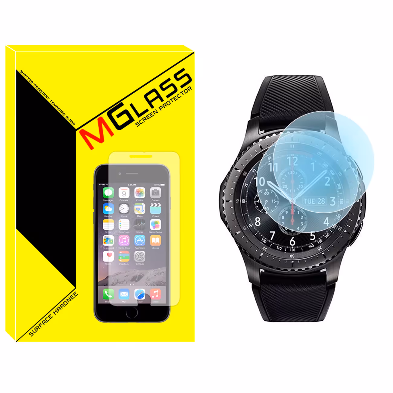 محافظ صفحه نمایش شیشه‌ای ام گلس مدل SH-MG مناسب برای ساعت هوشمند سامسونگ GALAXY Watch Gear S3 بسته دو عددی
