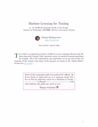 خرید و دانلود نسخه کامل کتاب Machine Learning for Trading, or, An Unofficial Guide to Georgia Institute of Technology's CS7646: Machine Learning for Trading