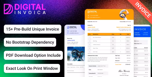 دانلود Digital Invoica قالب صورتحساب HTML