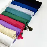 شال نخ پنبه ساده تک رنگ منگوله دار   