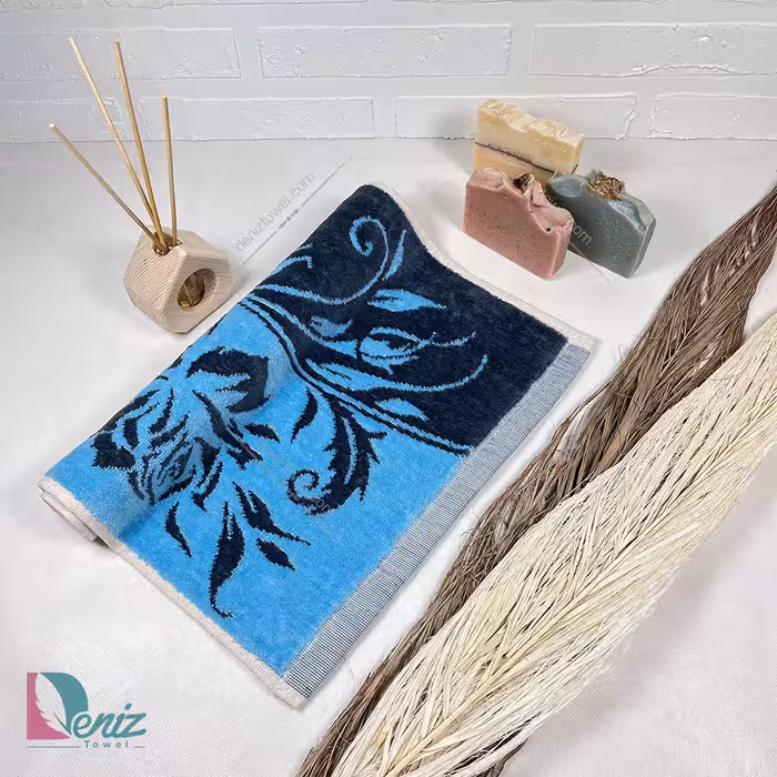 حوله دستی طرح چیچک رنگ آبی روشن