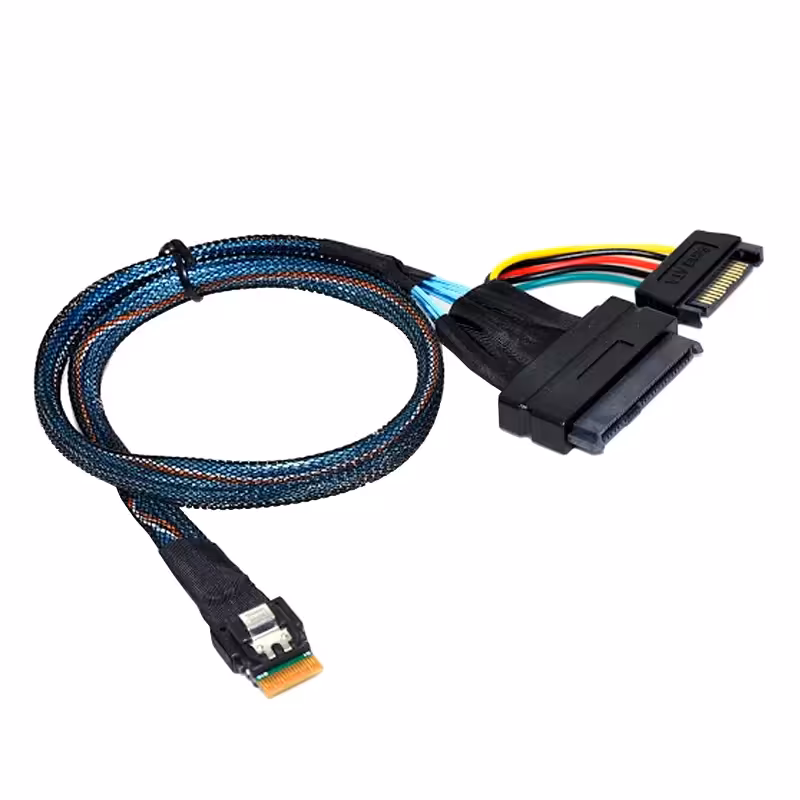 کابل SlimSAS 4i SFF-8654 به SFF-8639 U.2 با تغذیه SATA مدل SM65 - ایپکی