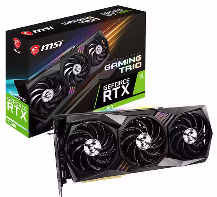 کارت گرافیک  ام اس آی مدل GeForce RTX 3080 GAMING TRIO 10G حافظه 10 گیگابایت