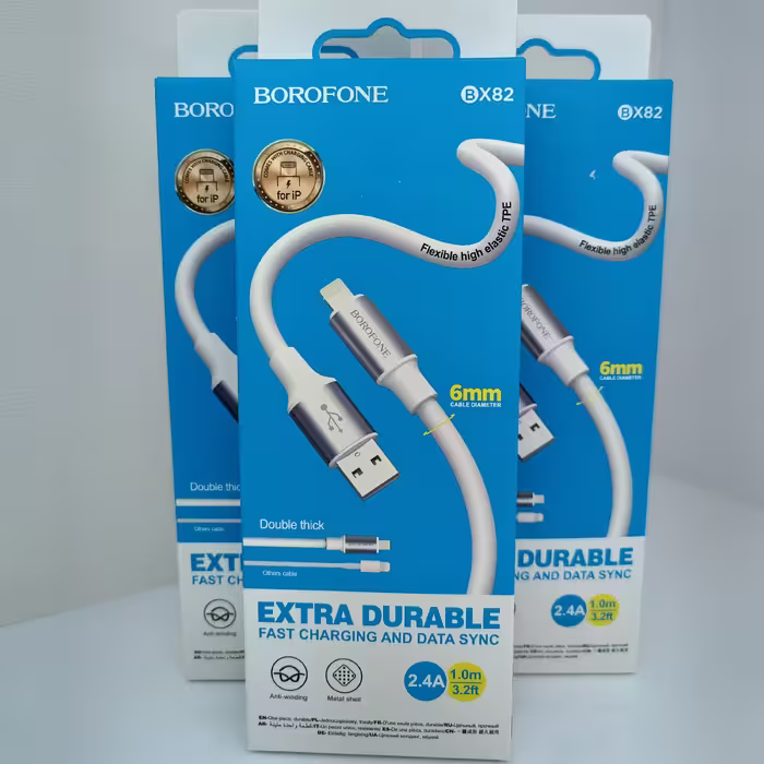 کابل شارژ آیفون 1 متری بروفون مدل BX82 (شارژرآیفون-شارژر فست-شارژر موبایل-کابل موبایل)
