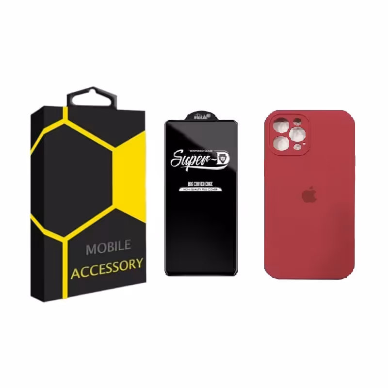 کاور مدل silicon مناسب برای گوشی موبایل آیفون 13pro max به همراه محافظ صفحه نمایش
